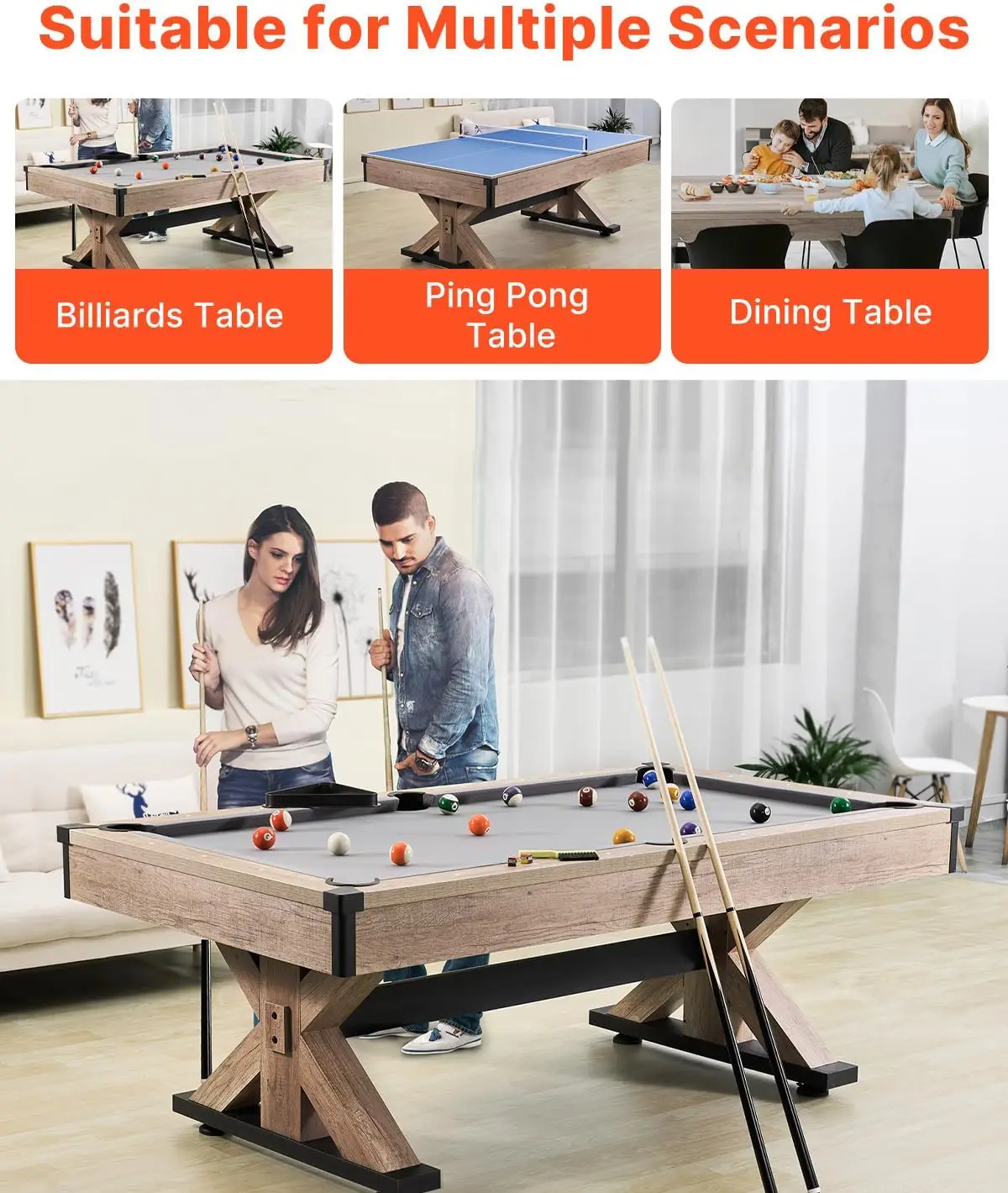 Игровой стол 3-в-1 (7 футов) с – обзор и цена Table Tennis No 1